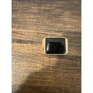 Signed Napier Gold Tone Brooch Pin Faux Black Onyx Art Deco Estate Classic